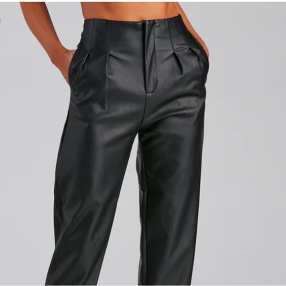 Windsor Pleated Leather Pants - Picture 2 of 5